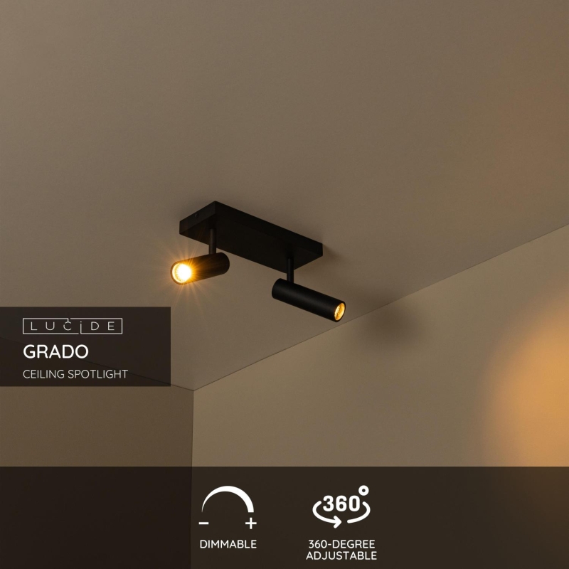 Lucide GRADO - Stropné bodové svietidlo - 2xGU10 (MR11) - Čierne